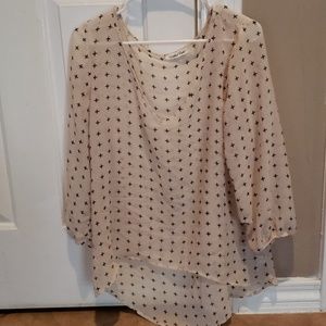 Cream and Black Blouse